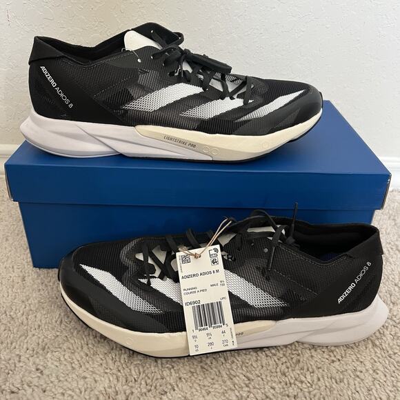 Adidas Adizero Adios 8 Low Running Shoes Black Men's ID6902 Size 10 NWT - Picture 1 of 9